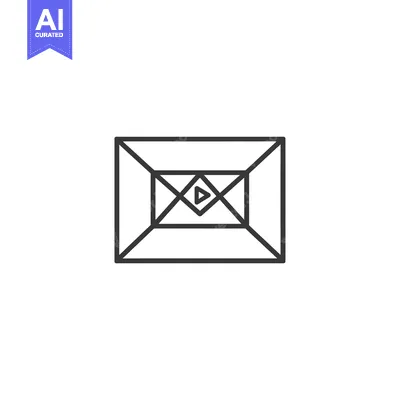 Aset desain premium: Envelope with a Play Button in the Center