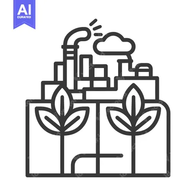 Aset premium populer: An abstract line drawing of a green industrial concept