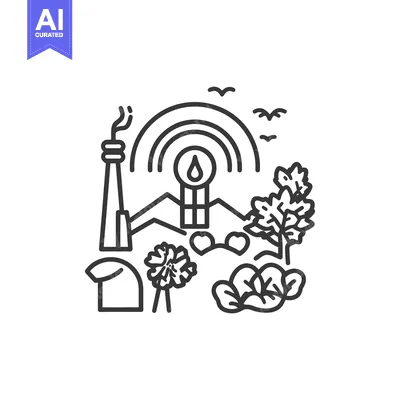 Aset premium populer: An environmental illustration depicting a factory and a natural landsc