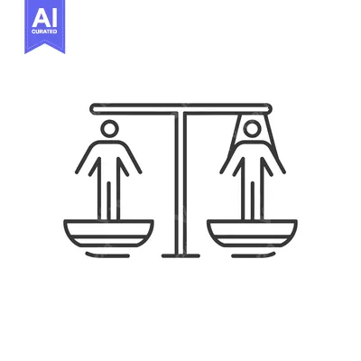 Premium design asset: Simple line drawing showing balance between two human figures