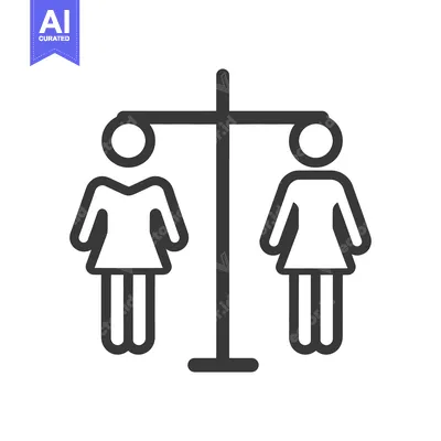 Aset desain premium: Symbolic representation of equality depicting two balanced female figu