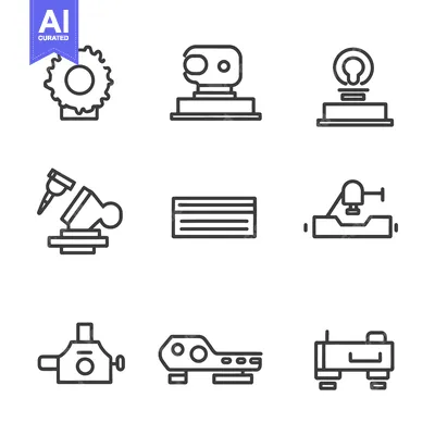 Aset premium populer: Several technical and industrial icons are displayed in a grid formati