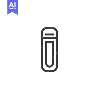 Aset desain premium: Minimalist Black Outline Icon of a USB Flash Drive on White