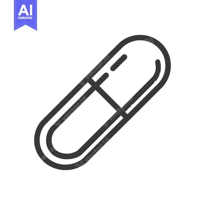 Aset desain premium: Minimalist Capsule Pill Icon in Black Outline on White Background