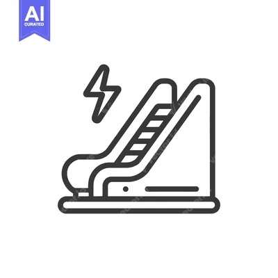 Aset desain premium: Escalator Malfunction Icon: Power Outage, Broken Moving Staircase, Out