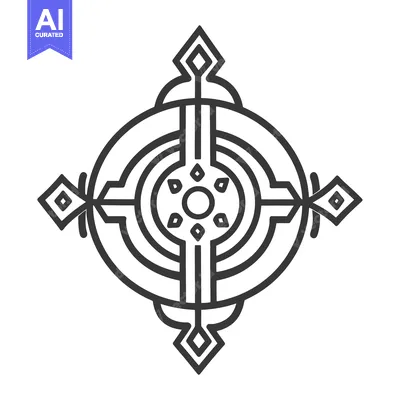 Premium design asset: A symmetrical black and white decorative circular geometric design