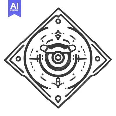 Aset desain premium: Geometric eye and circle art encased in a diamond shape design