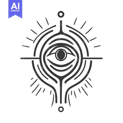 Aset premium populer: A stylized eye within concentric circles and radiating lines