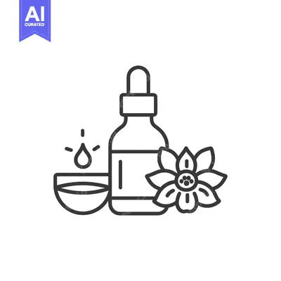 Aset desain premium: Illustration of a floral essential oil bottle with a dropper