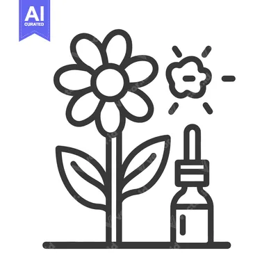 Premium design asset: A floral illustration showing a flower a bottle and pollination