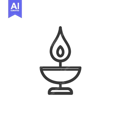 Popular premium asset: A simple outline illustration of a burning flame in a holder