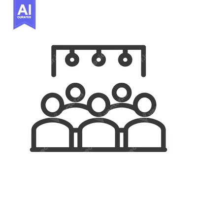 Aset desain premium: Audience Icon: Minimalist Design of Spectators Under Stage Lights