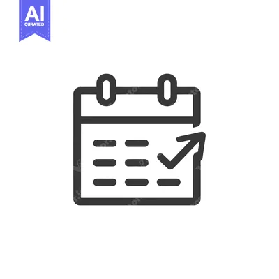 Aset premium populer: Minimalist Calendar Icon with Checkmark, Dark Gray on White Background