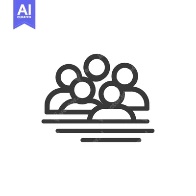 Minimalist Crowd Icon: Group of People with Horizontal Lines