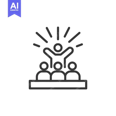 Popular premium asset: Celebratory Speaker with Audience Icon in Black and White