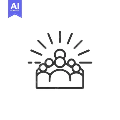 Aset desain premium: Teamwork Icon: Group of People with Leader and Rays