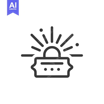 Aset premium populer: Sunrise Ticket Icon: Minimalist Design with Rays and Dots