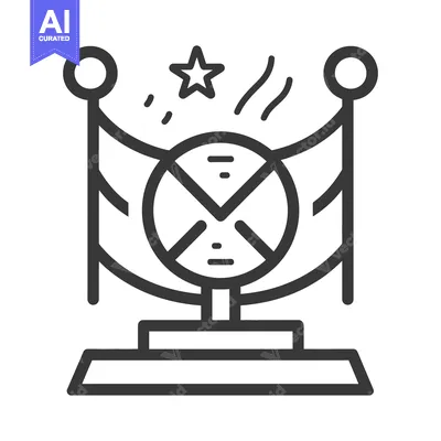 Aset desain premium: A monochrome icon of an award with stanchions and a star