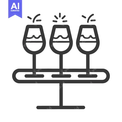 Aset premium populer: Three stemmed wine glasses with sparkling liquid on a table