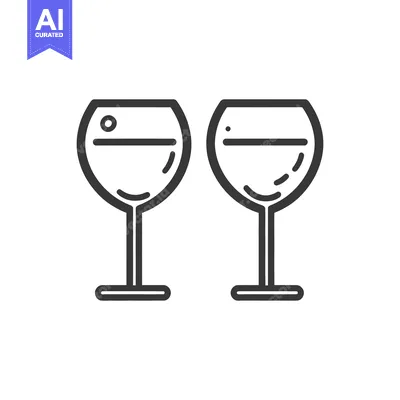 Aset premium populer: Two stylized wine glasses with simple shapes and designs