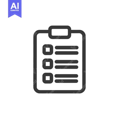 Aset desain premium: Minimalist Checklist Icon: Dark Gray Clipboard with Square Checkboxes