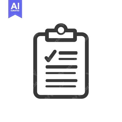 Aset desain premium: Completed Checklist Icon: Dark Gray Clipboard with Checkmark and Lines