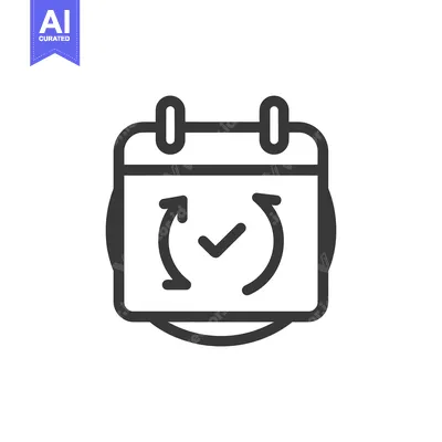 Popular premium asset: Calendar with Refresh Arrows and Checkmark Icon, Dark Gray Outline on