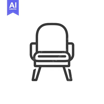 Aset premium populer: Minimalist Armchair Icon: Clean Line Art on White Background