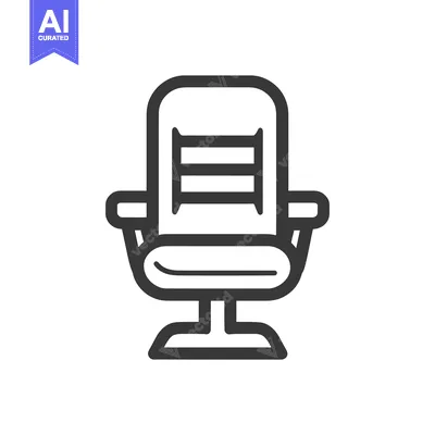 Aset desain premium: Minimalist Office Chair Icon: Modern, Bold Line Art Design on White Ba