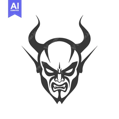 Aset premium populer: A stylized dark figure with curved horns and sharp features