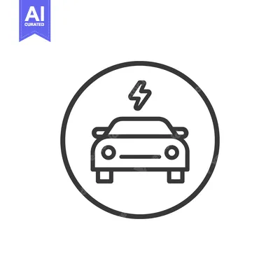 Aset desain premium: Electric Car Icon: Modern Line Art Symbolizing Sustainable Transportat
