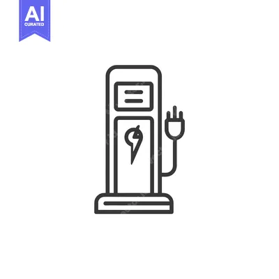 Aset desain premium: Electric Vehicle Charging Station Outline Icon, Sustainable Energy Con