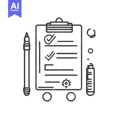 Aset desain premium: A checklist on a clipboard with pen and other elements