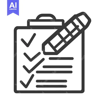 Aset desain premium: A clipboard with checkboxes and a pencil writing on the paper