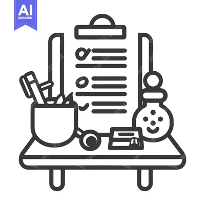 Popular premium asset: A grayscale line art illustration depicting an office workstation