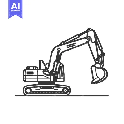 Premium design asset: Excavator Machine with Extended Arm and Bucket