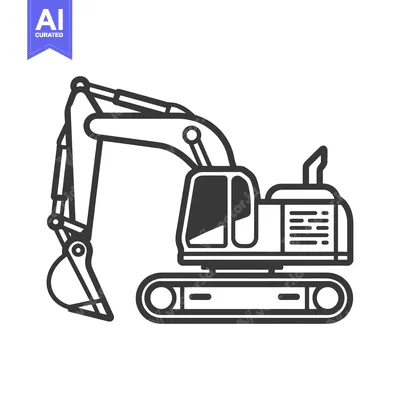 Aset desain premium: Excavator with extended arm and bucket