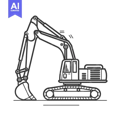 Aset desain premium: Excavator with Extended Arm and Bucket