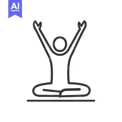 Aset premium populer: Simple outline drawing of a person practicing yoga and meditating