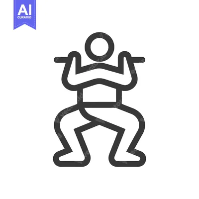 Aset desain premium: A simplified illustration of someone doing a barbell squat exercise