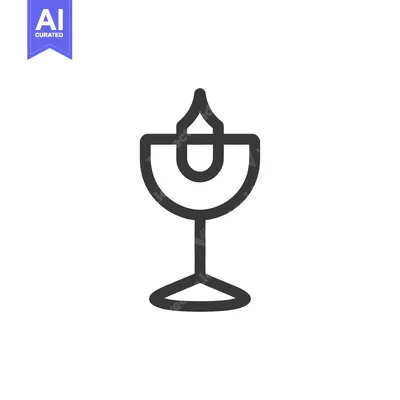 Aset premium populer: A simple dark line drawing of a lit chalice