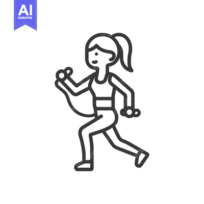 Woman Exercising with Dumbbells: Minimalist Line Art Illustration