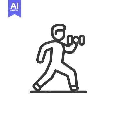 Aset premium populer: Minimalist Icon: Man Lifting Dumbbell in Fitness Exercise Outline