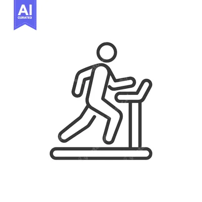 Aset premium populer: Treadmill Workout Icon: Minimalist Line Art for Fitness