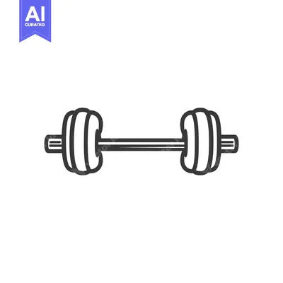 Aset desain premium: A simplistic black and white illustration of a barbell for exercise