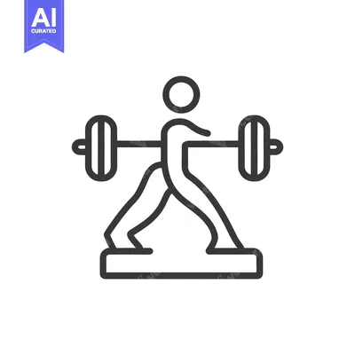 Aset premium populer: Simple outlined figure performing a weightlifting exercise on a platfo