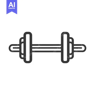 Aset desain premium: A simple black line drawing of a standard dumbbell