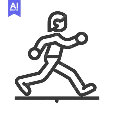 Aset desain premium: A simple outline drawing of a person running quickly forward