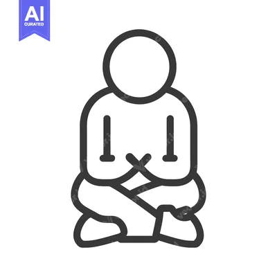 Aset desain premium: Simple depiction of a seated person in a meditative pose