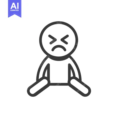 Aset premium populer: A simple graphic represents unhappiness and sitting posture of the per